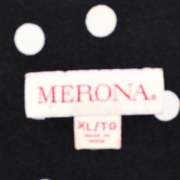 Merona, Blouse, XL, Black & White Polka Dot Print, Button Front, Collared - Picture 3 of 4